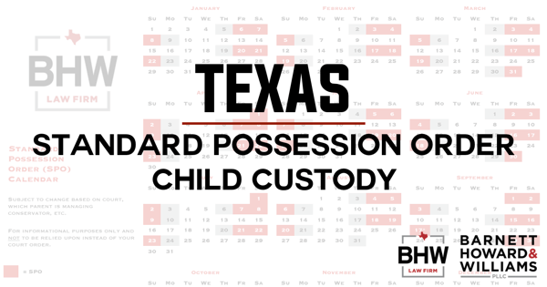 Texas Standard Possession Order child custody calendar