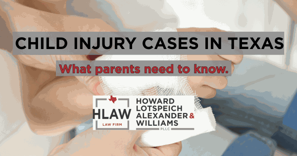 Concerned parent holding child’s hand after injury, symbolizing support during a Texas personal injury claim for minors