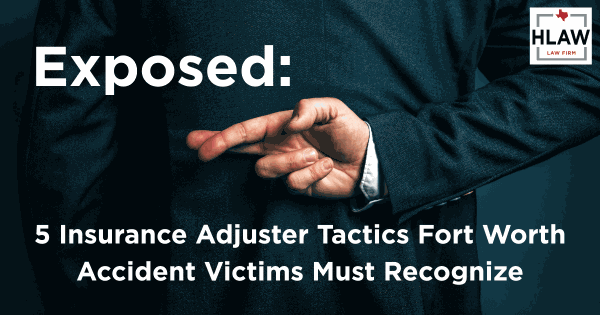 Image for blog post 'Exposed: 5 Insurance Adjuster Tactics Fort Worth Accident Victims Must Recognize' showing a figure in a suit with fingers crossed, symbolizing deceptive insurance company tactics.