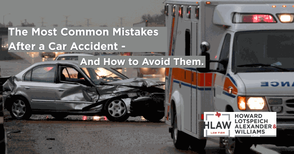 Damaged car after highway accident with ambulance on scene — highlighting common mistakes to avoid after a car crash.