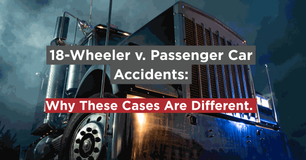 Front of an 18-wheeler semi-truck at night symbolizing the power and danger of large commercial vehicles in Texas truck accident cases.