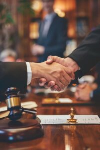 A legal team collaborating, symbolizing the steps to build a strong claim.