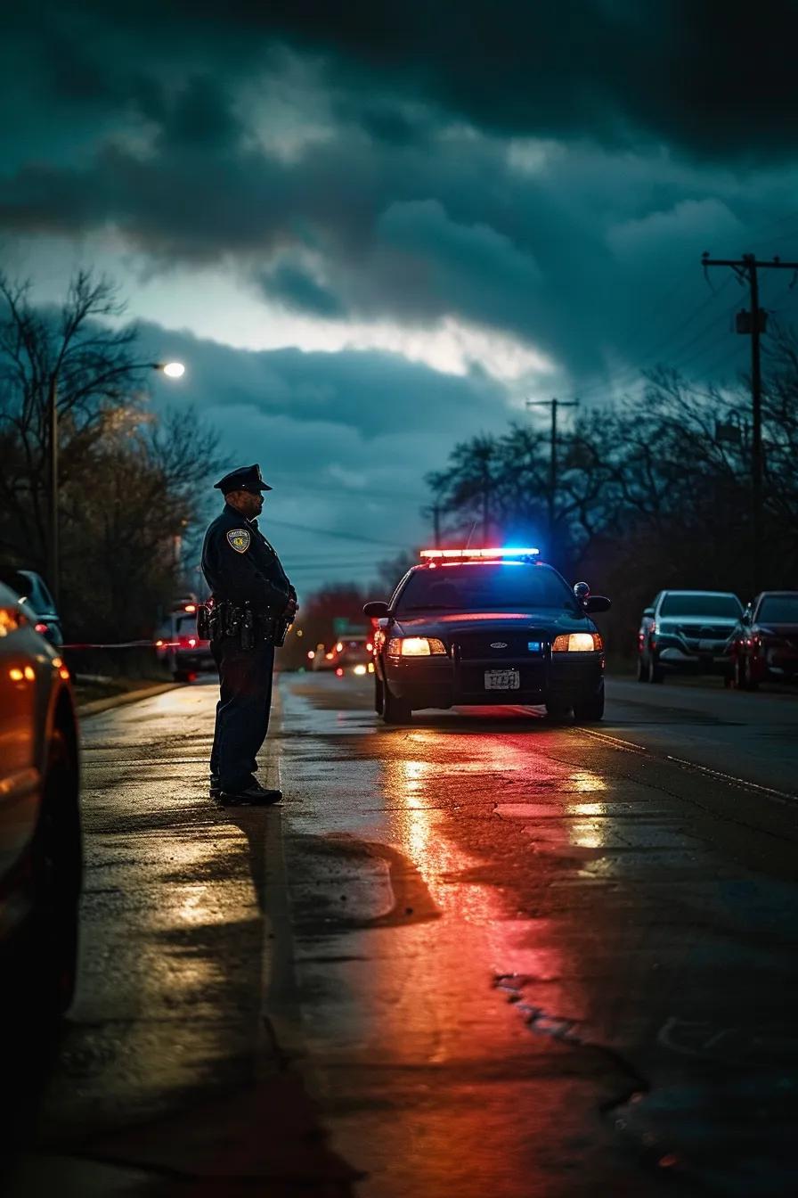 Police officer conducting a traffic stop in Fort Worth, Texas