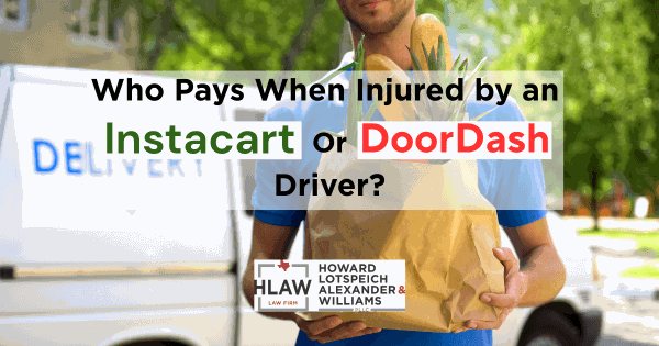 Stressed grocery delivery driver unloading bags from car on residential street as traffic passes by