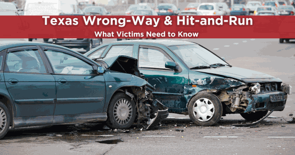 Texas wrong-way and hit-and-run crash aftermath—damaged vehicles at accident scene, highlighting legal challenges and victim rights