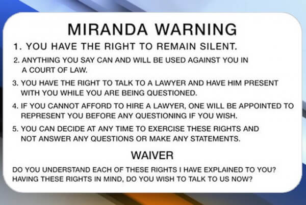 Texas Defense Attorneys Miranda Warning