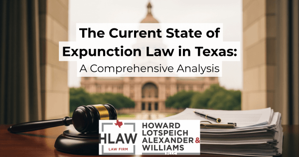 Gavel and legal documents on a table with the Texas State Capitol in the background, symbolizing expunction law in Texas.
