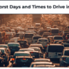 Heavy traffic on a Texas highway during rush hour, illustrating the worst times to drive.