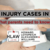 Concerned parent holding child’s hand after injury, symbolizing support during a Texas personal injury claim for minors