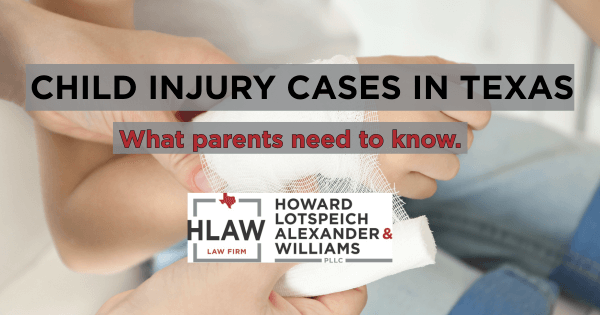 Concerned parent holding child’s hand after injury, symbolizing support during a Texas personal injury claim for minors