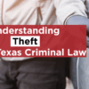 Person attempting vehicle theft with gloved hands and a tool, representing theft crimes in Texas