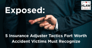Image for blog post 'Exposed: 5 Insurance Adjuster Tactics Fort Worth Accident Victims Must Recognize' showing a figure in a suit with fingers crossed, symbolizing deceptive insurance company tactics.