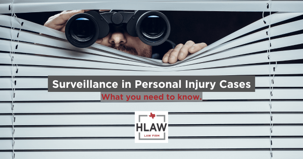 Person with binoculars peeking through blinds – surveillance concept for personal injury investigations.