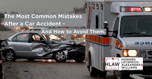 Damaged car after highway accident with ambulance on scene — highlighting common mistakes to avoid after a car crash.
