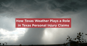 Dark storm clouds over a Texas landscape highlighting how severe weather impacts Texas personal injury claims.
