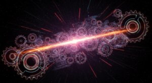 Abstract image of interconnected gears or a complex network diagram, symbolizing the intricate and often opaque logistics chain.