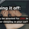 Man sleeping in driver’s seat of a car after drinking — illustrating risk of DWI arrest in Texas