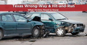 Texas wrong-way and hit-and-run crash aftermath—damaged vehicles at accident scene, highlighting legal challenges and victim rights